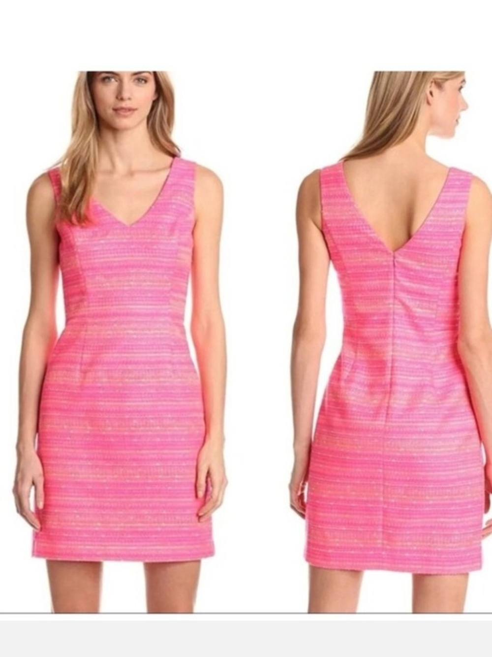 Lilly Pulitzer Hot Pink Textured V-Neck Shift Dress